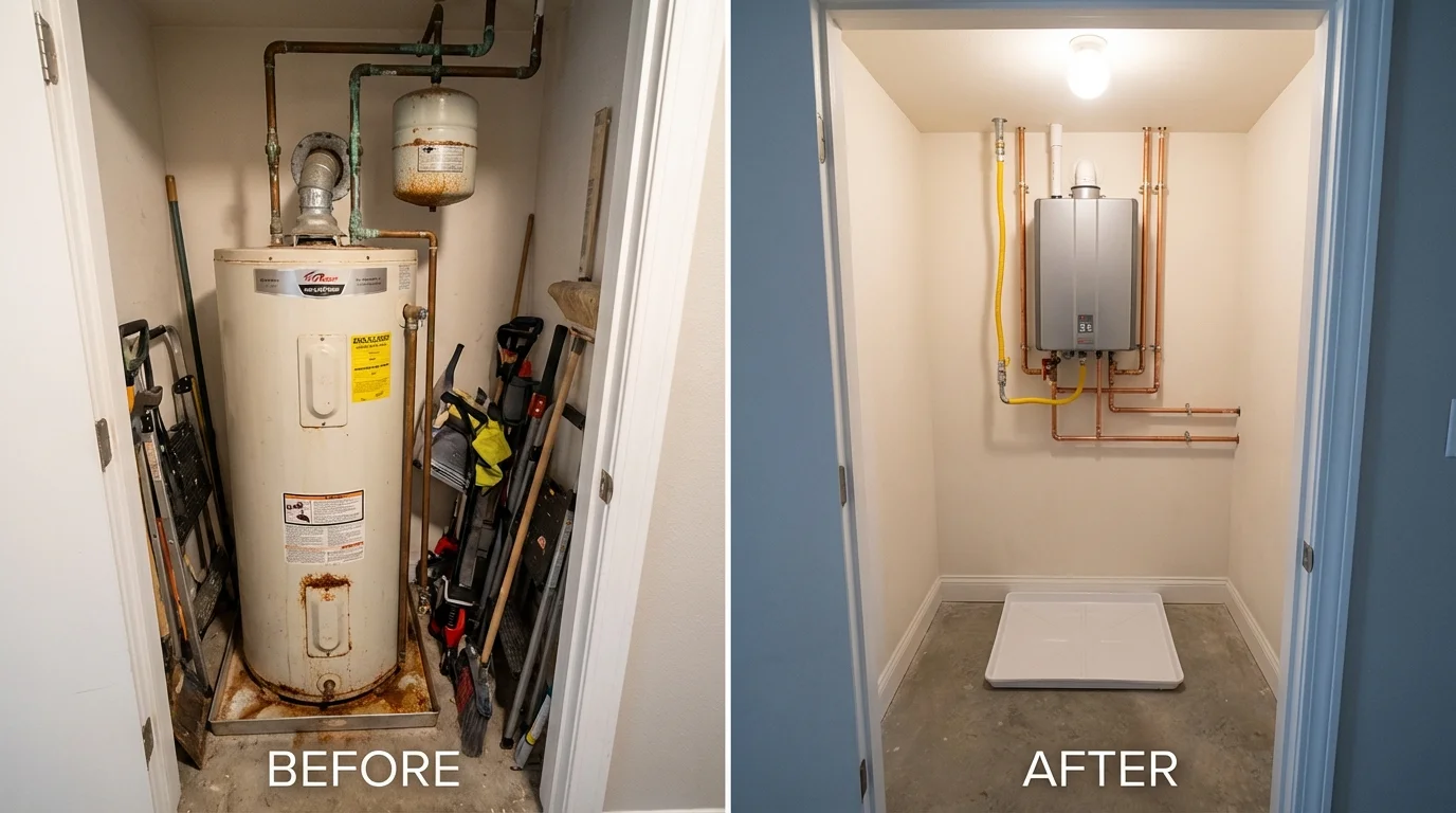Tank water heater versus wall-mounted tankless unit comparison for Springfield, OH homeowners